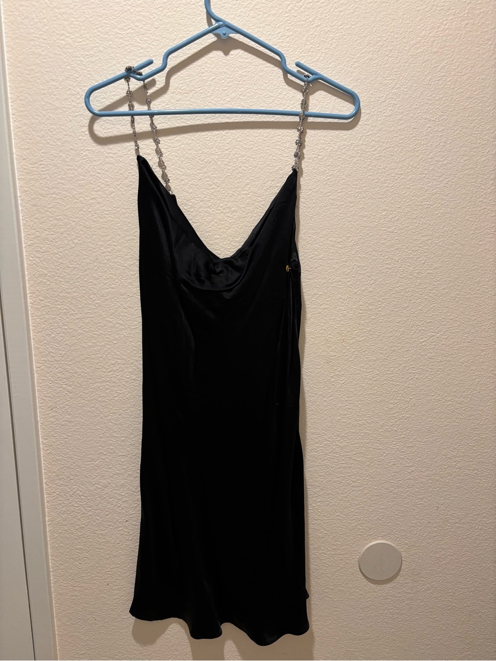 Zara Black Mini Slip Dress with Chain Straps